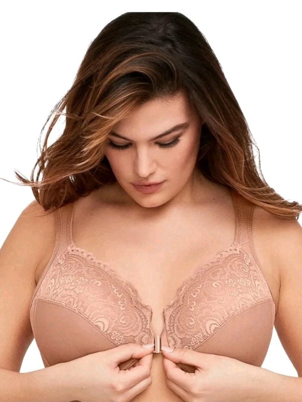 GLAMORISE 1245 WonderWire Front-Closure Bra 46DD Cappuccino Nwot